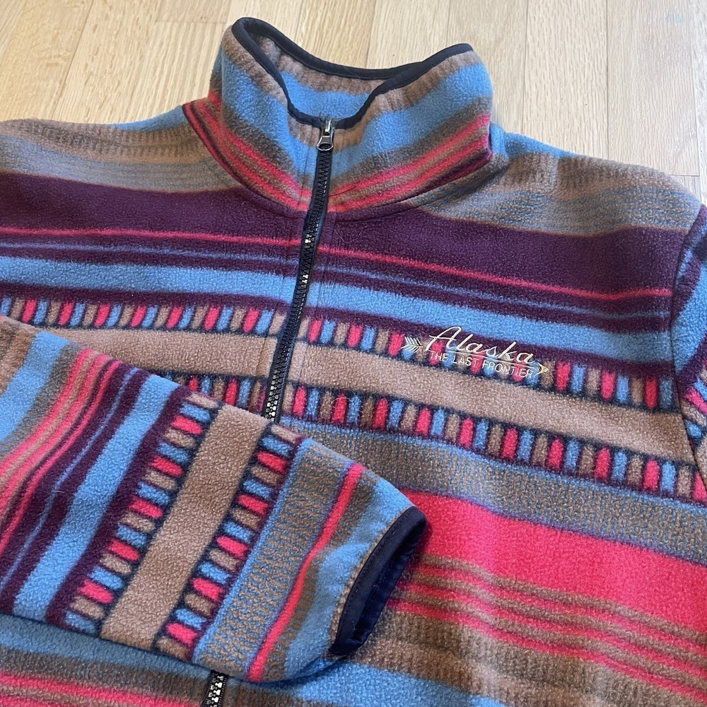 Arctic Image Alaska the Last Flower Aztec Print FullZip Up Sweatshirt Mens Large